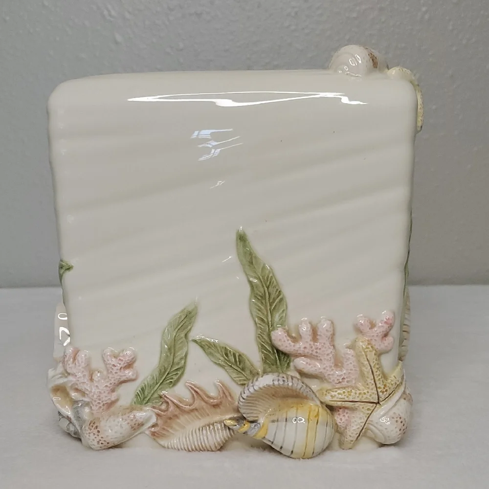 Seashell Nautilus Starfish Coral Ceramic Tissue Box Cover Bathroom Accessories